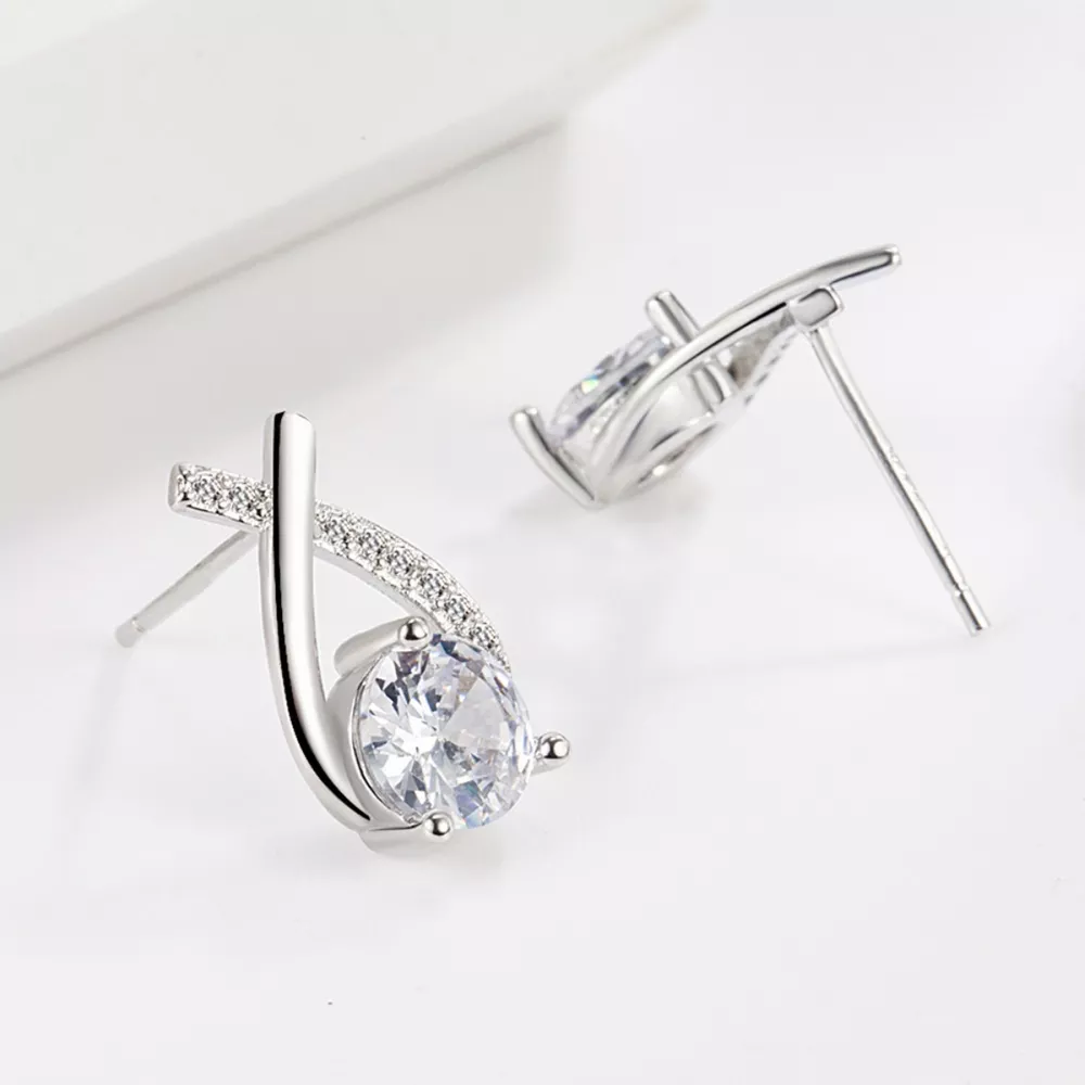 1 Carat 925 Sterling Silver Moissanite Earrings, image 3