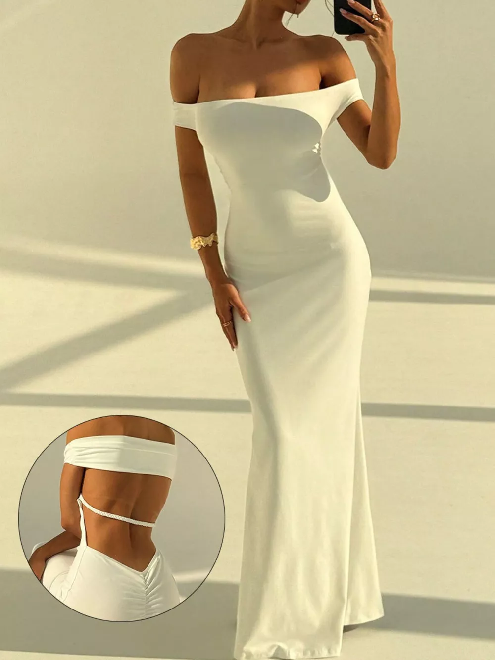 Backless Off-Shoulder Bodycon Mermaid Maxi Dress, image 2