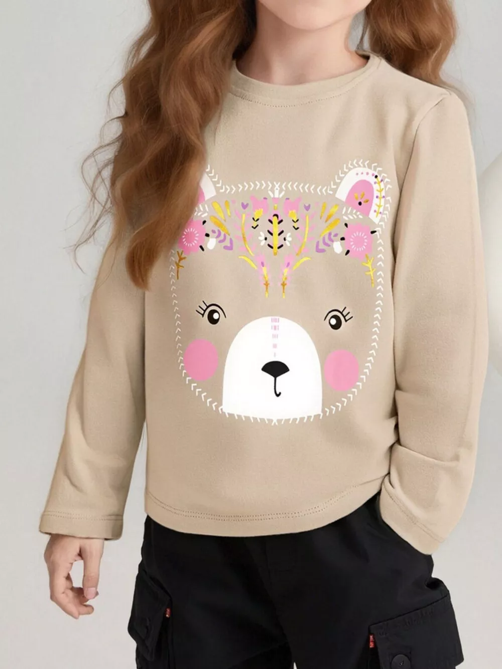 Children's Bear Graphic Long Sleeve T-Shirt
