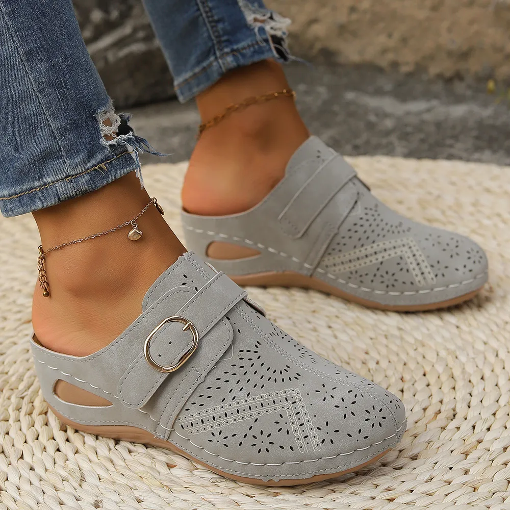 Suede Round Toe Wedge Sandals, image 4