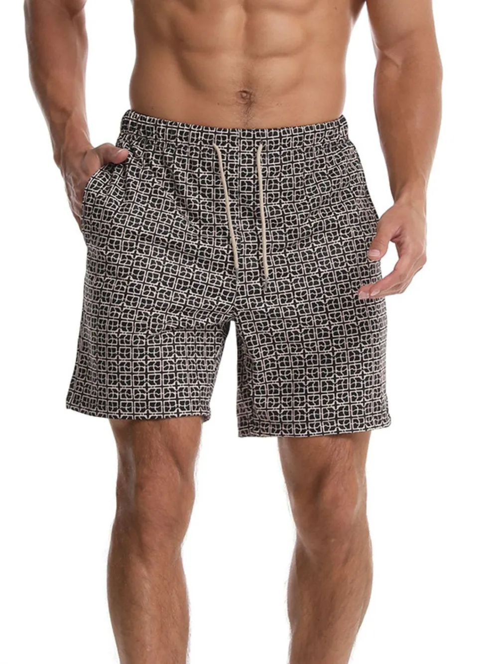 Men's Drawstring Printed Shorts with Pockets, image 3