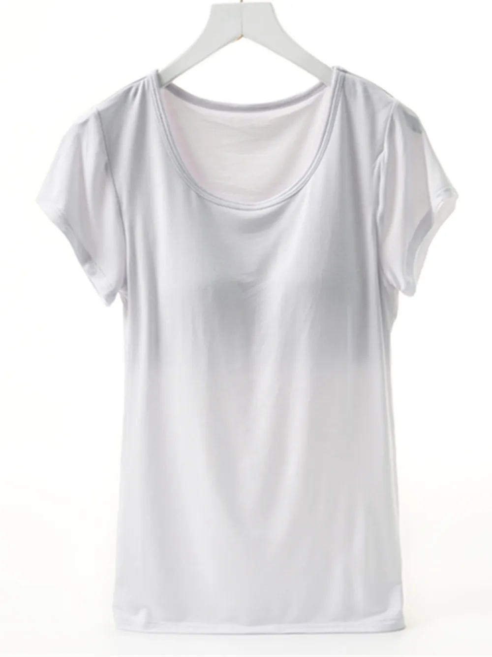 Round Neck Short Sleeve T-Shirt with Bra, image 7