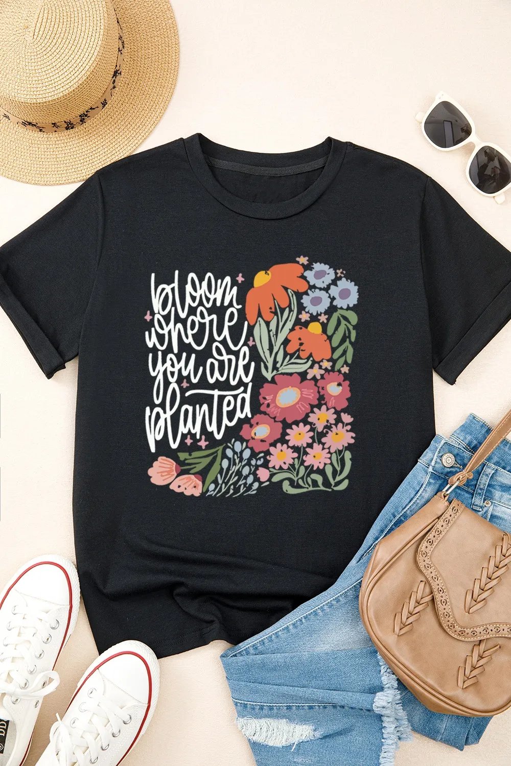 Graphic Round Neck Short Sleeve T-Shirt, image 2