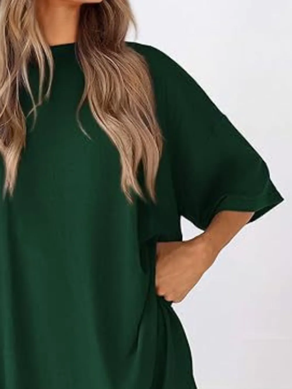 Full Size Oversized Round Neck Top and Shorts Set Plus Size, image 2