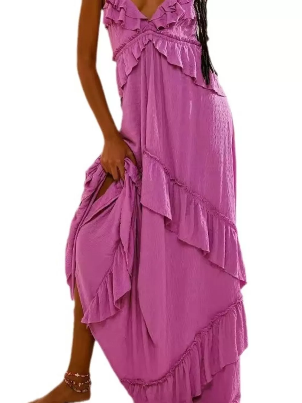 Ruffled Halter Neck Maxi Dress, image 4