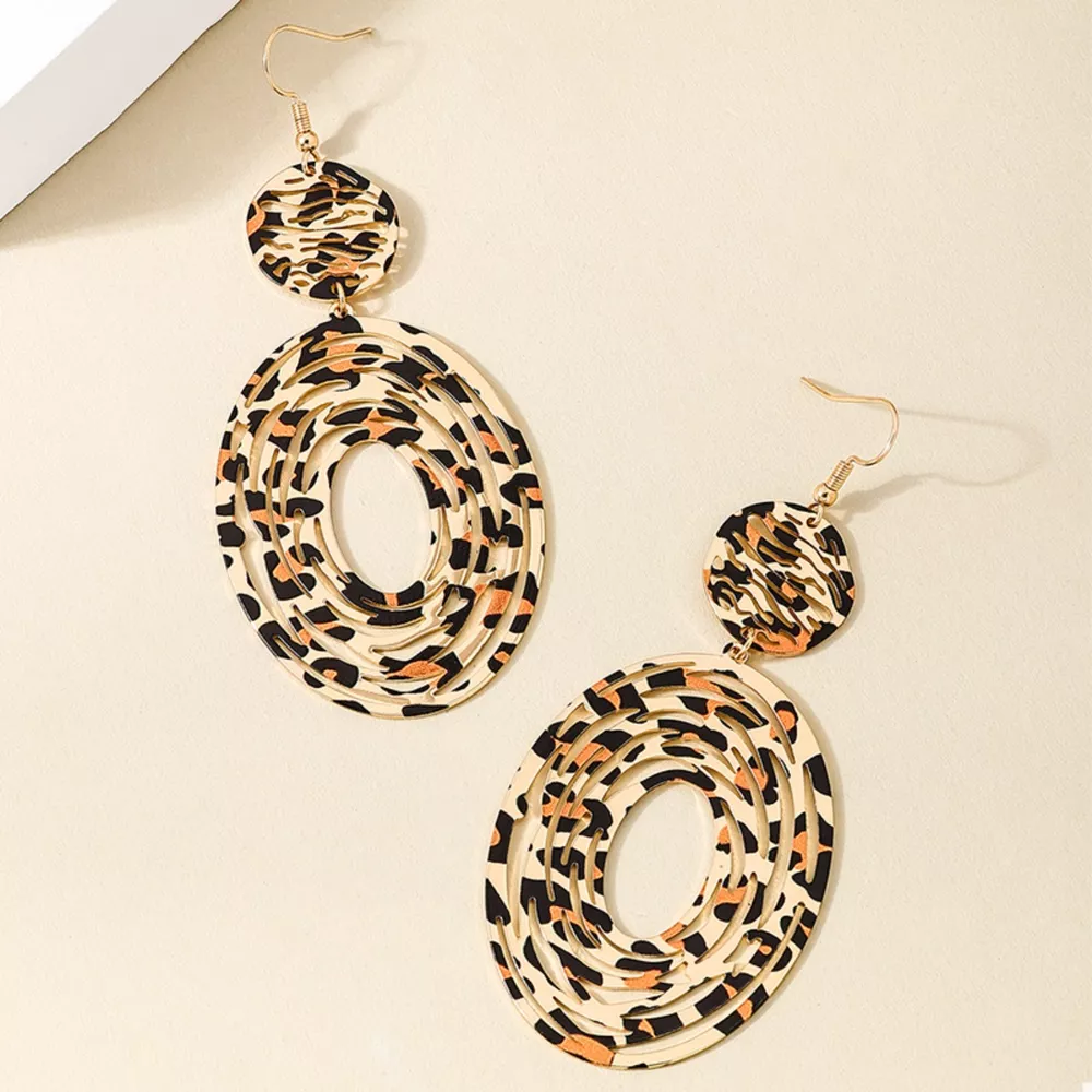 Leopard Print Dangle Earrings, image 3