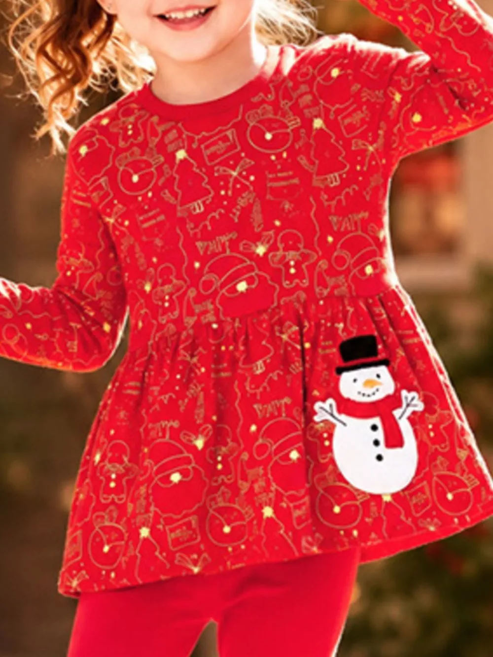 Children's Snowman Applique Peplum Top and Leggings Set, image 2