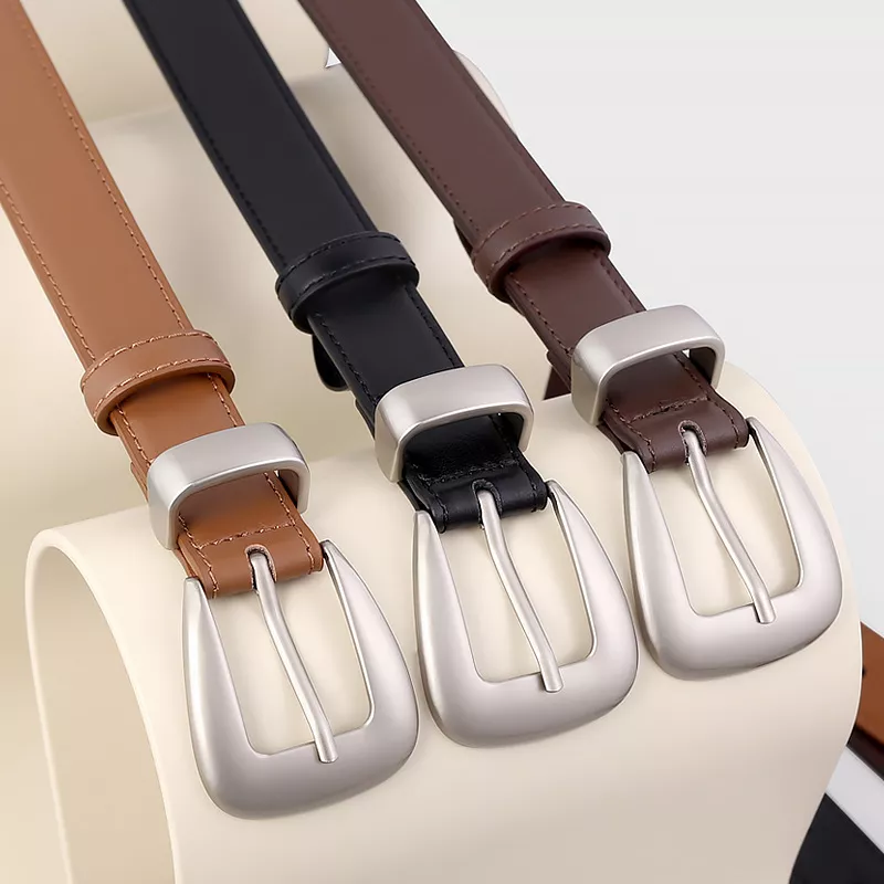 Buckle Skinny Leather Belt, image 3