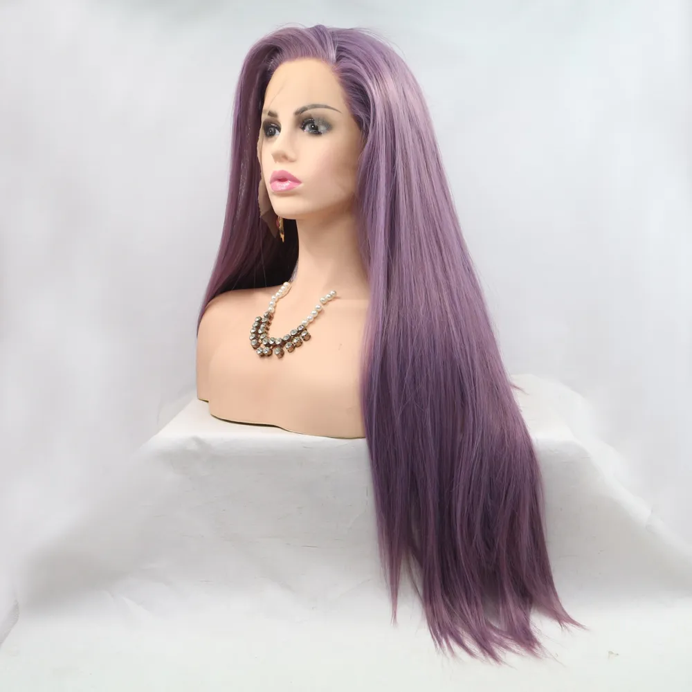 13*3" Lace Front Wigs Synthetic Long Straight 24" 130% Density, image 4