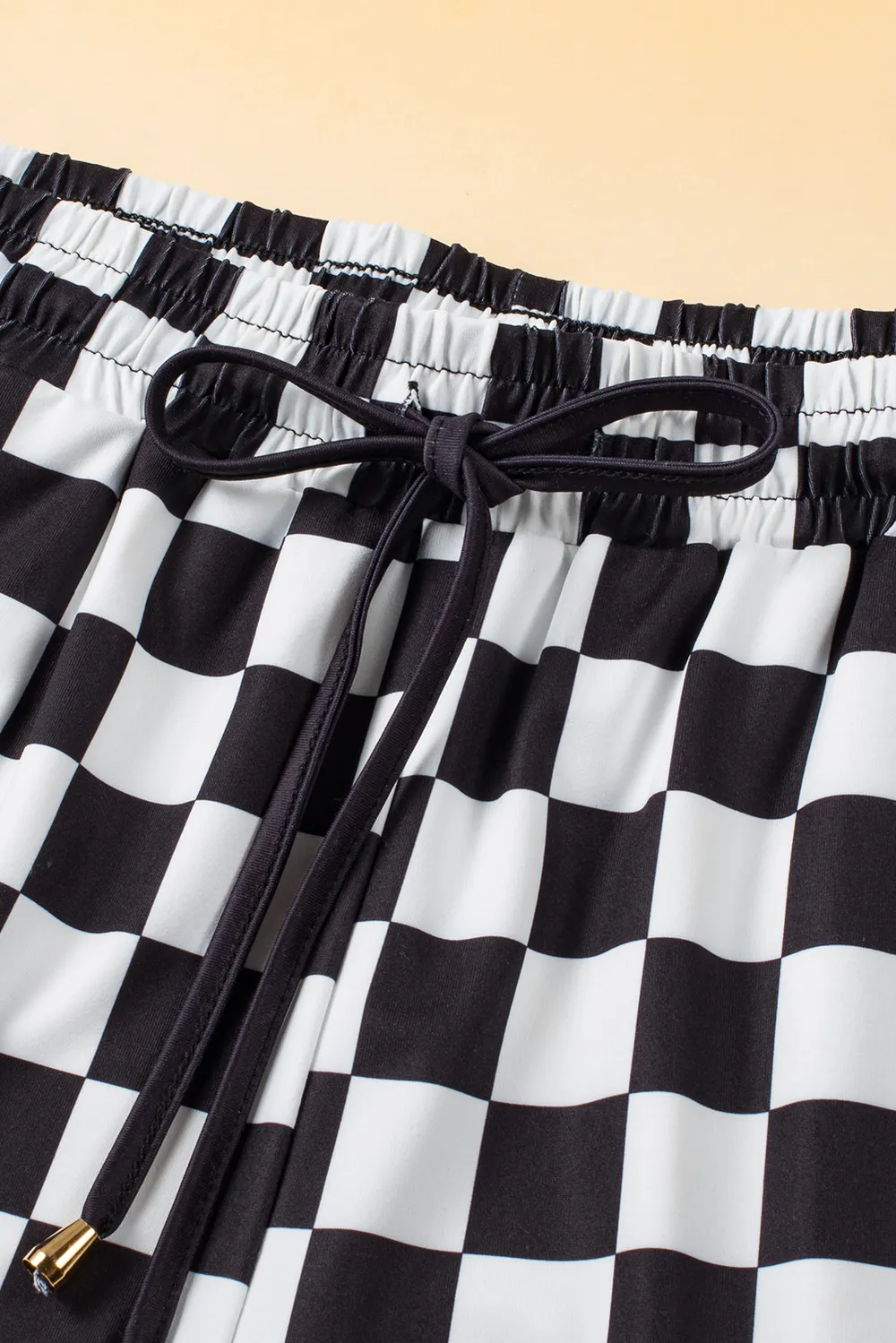 Drawstring Checkered Shorts with Pockets, image 2