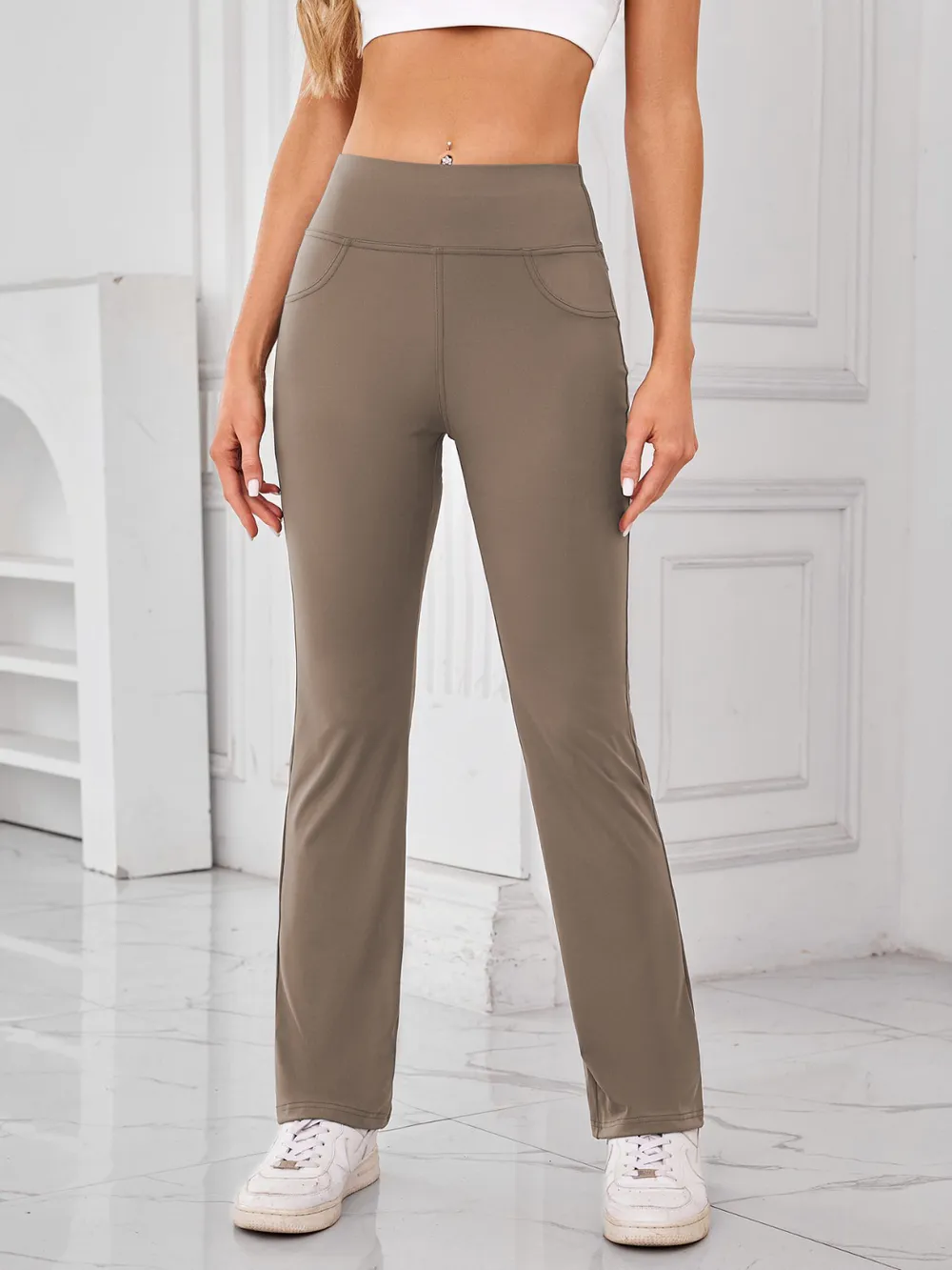 High Waist Active Pants with Pockets, image 3