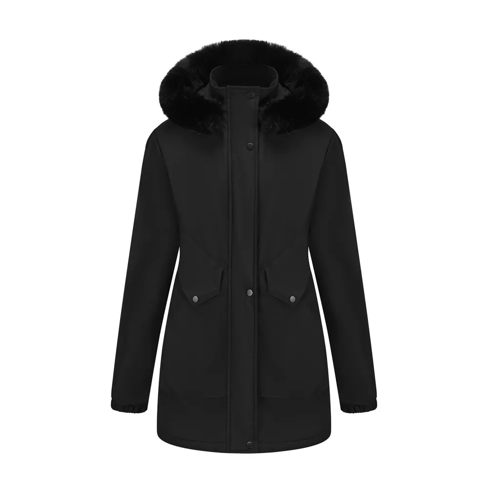 Full Size Fur Hooded Warm Winter Parka Outerwear Plus Size, image 5