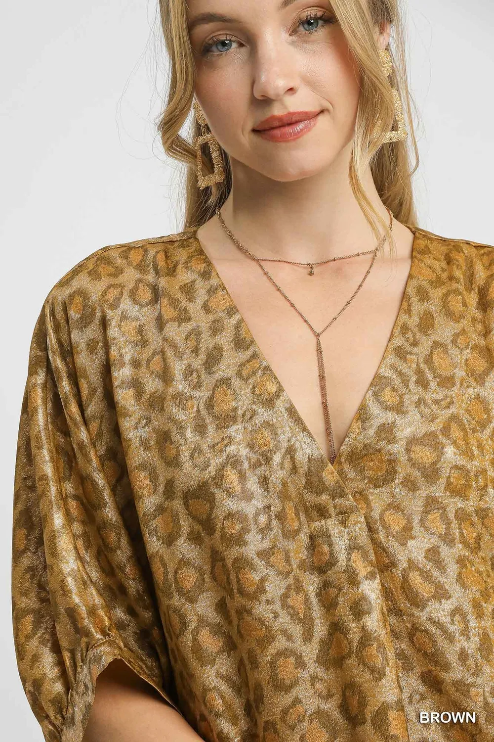 Metallic Leopard Print V-Neck Kimono Dress, image 2