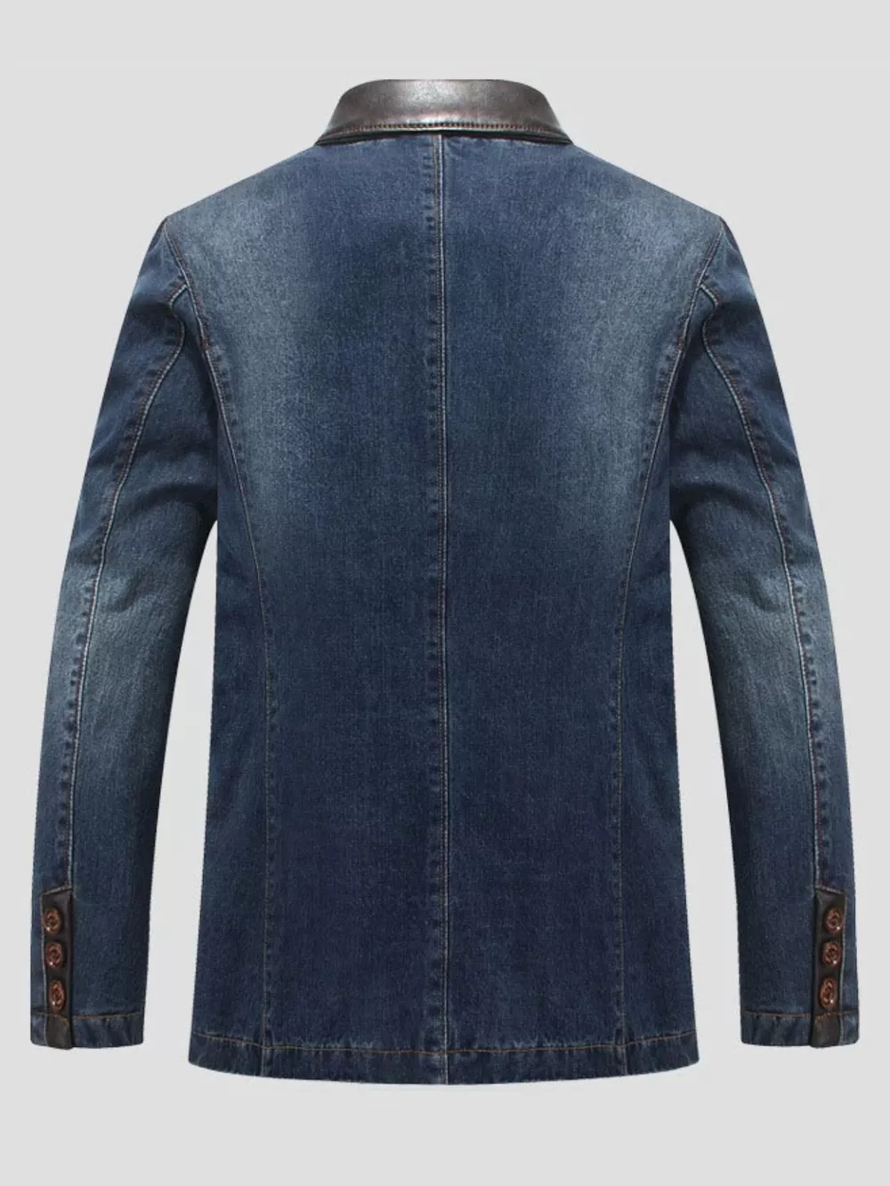 Men's Plus Size Lapel Collar Button Up Denim Blazer, image 3