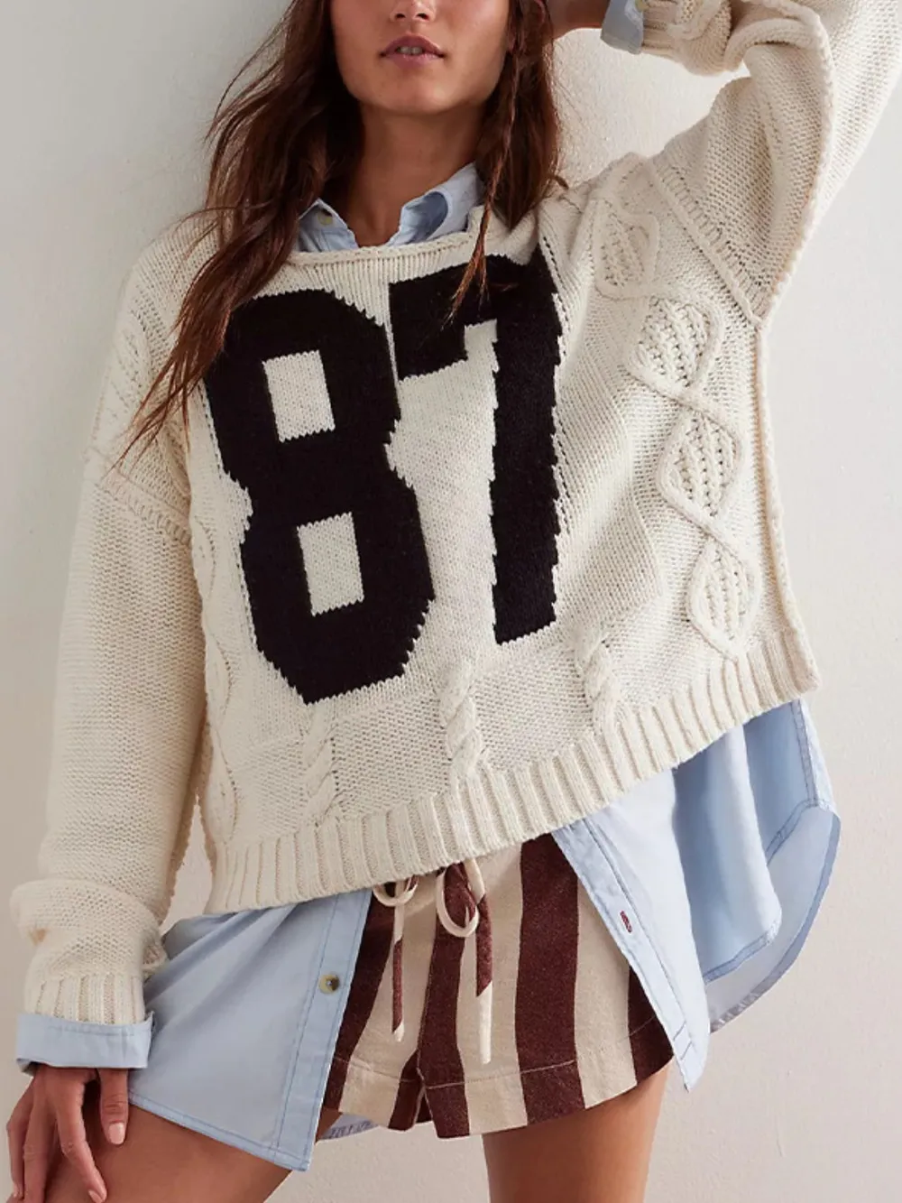 Number 81 Oversized Cable Knit Sweater, image 3