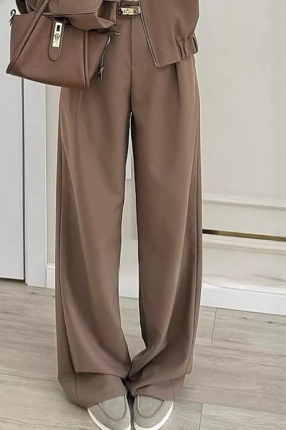 Zip-Up Jacket and Wide-Leg Pants Set, image 3