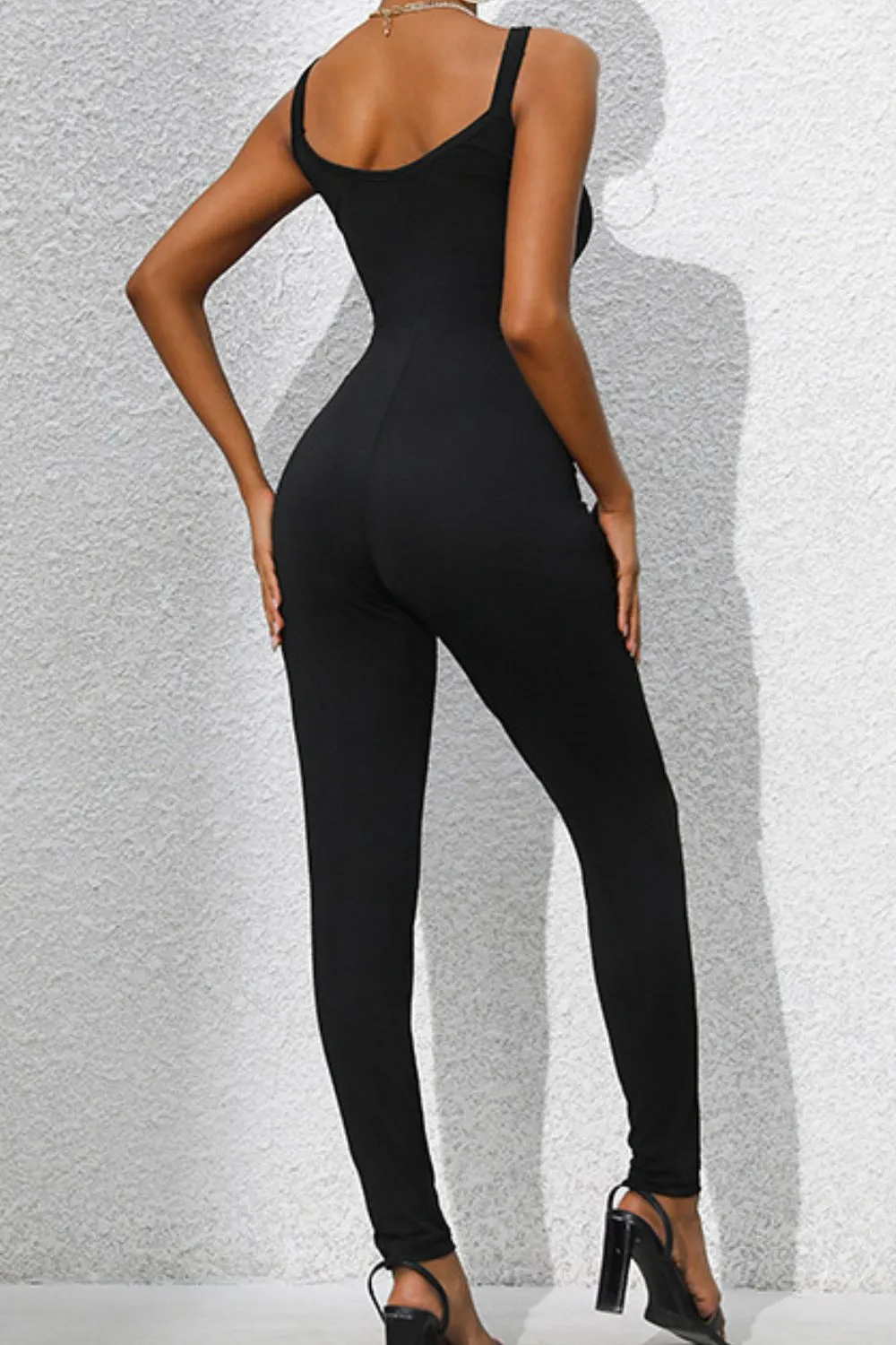 Scoop Neck Wide Strap Skinny Jumpsuit, image 2