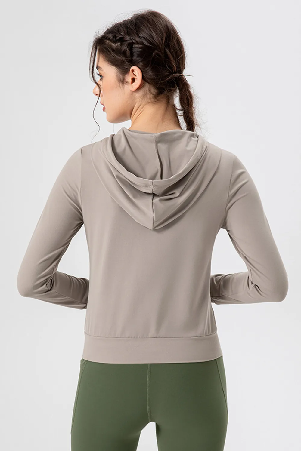 Drawstring Zip Up Hooded Active Outerwear, image 10