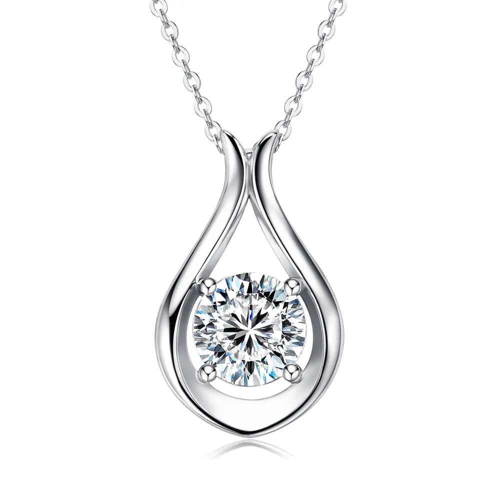 2 Carat Moissanite 925 Sterling Silver Pendant Necklace, image 2