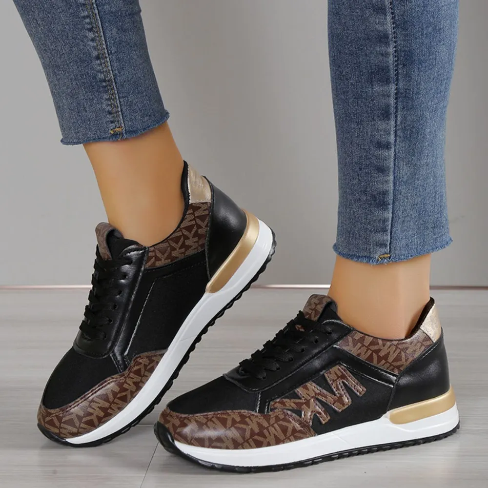 Contrast Lace Up Round Toe Sneakers, image 3