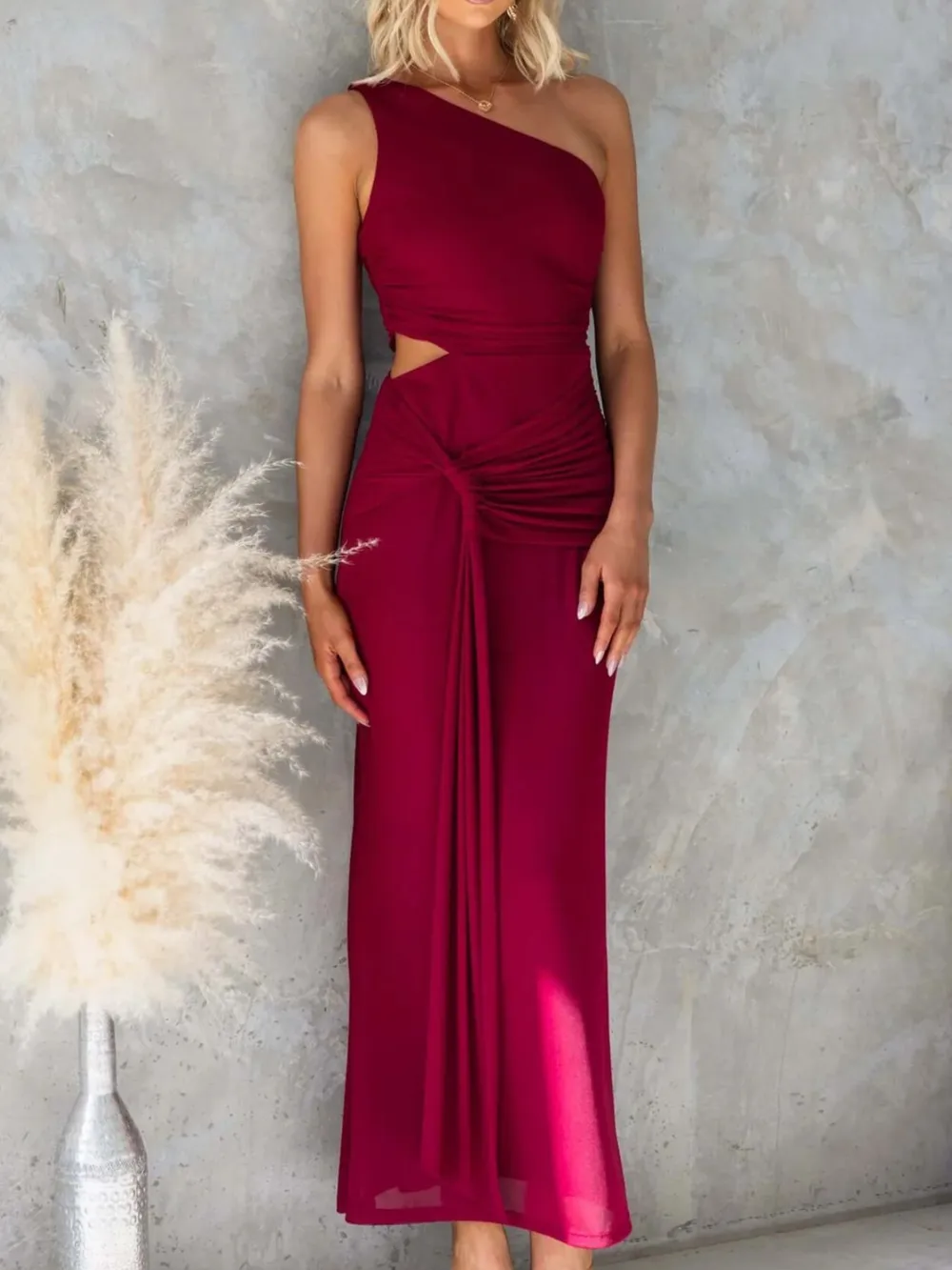 One-Shoulder Cutout Bodycon Maxi Dress, image 8