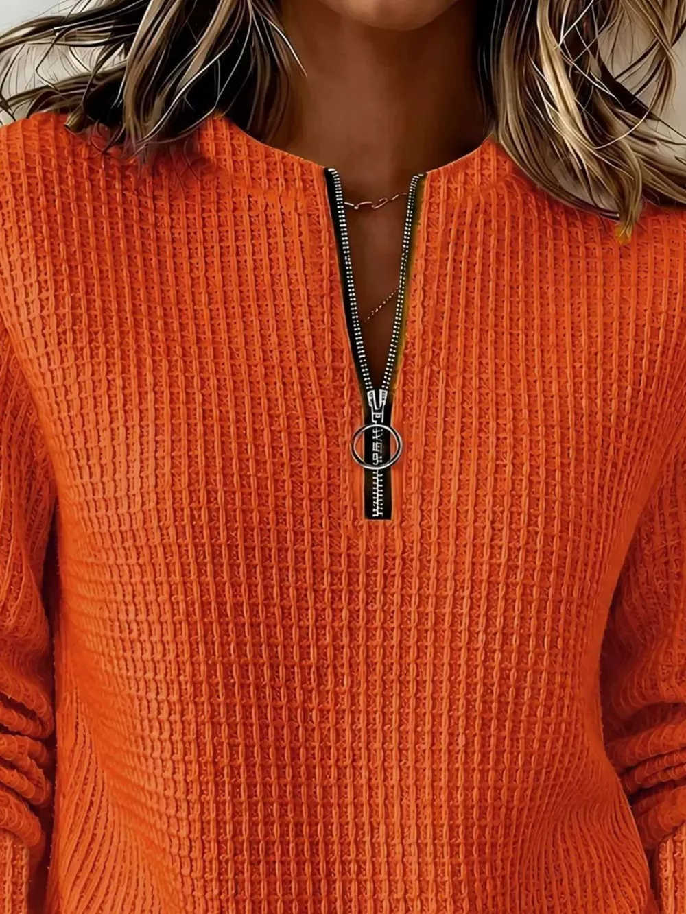 Full Size Quarter-Zip Textured Sweatshirt Plus Size, image 8