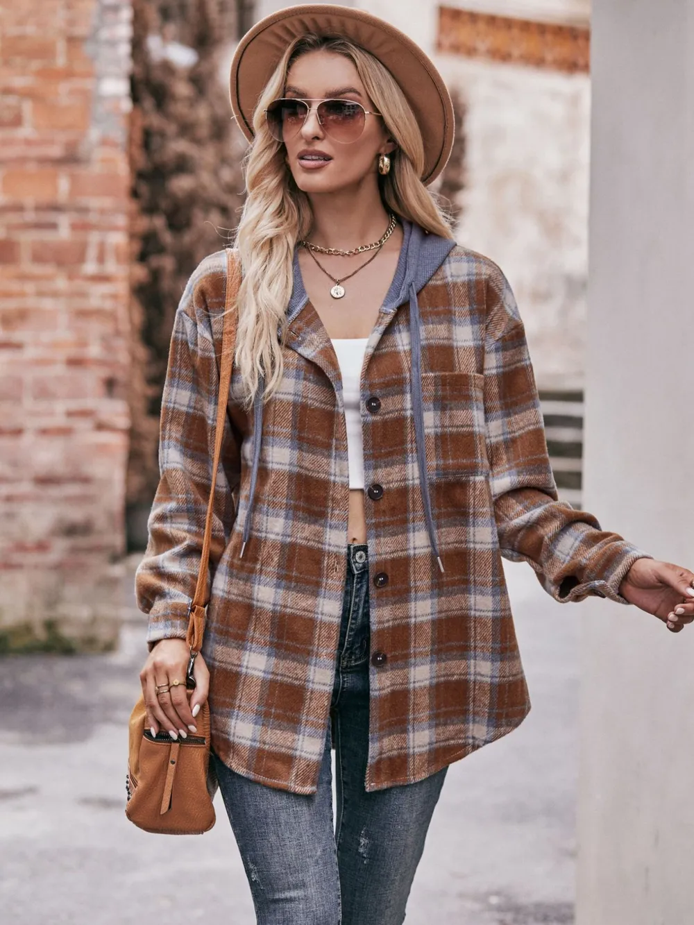 Oversized Plaid Button Up Shacket, image 13