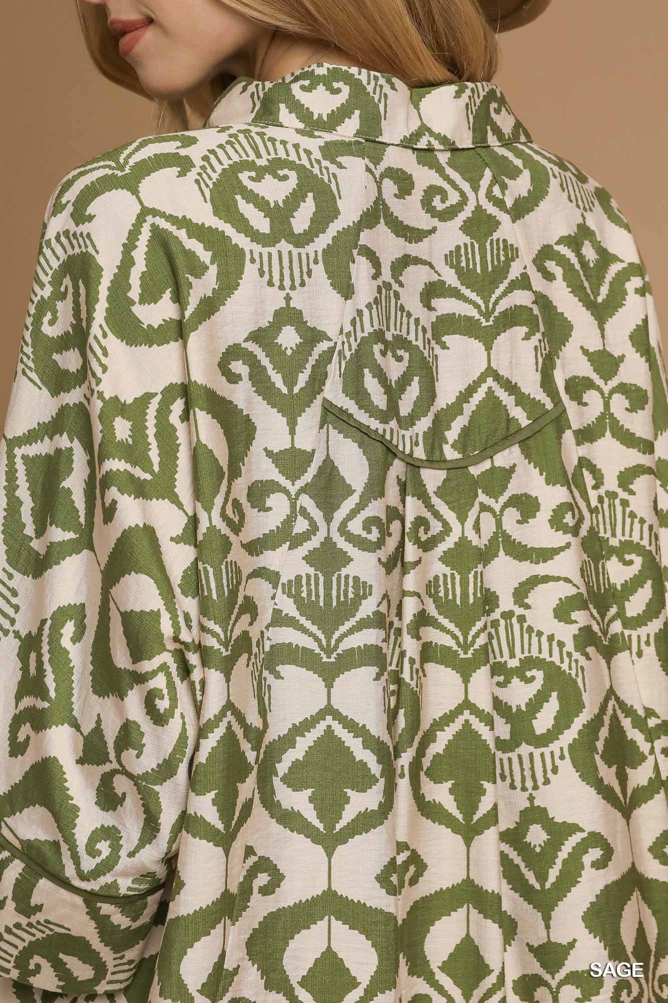 Abstract Print Button-Up Oversized Shirt, image 2