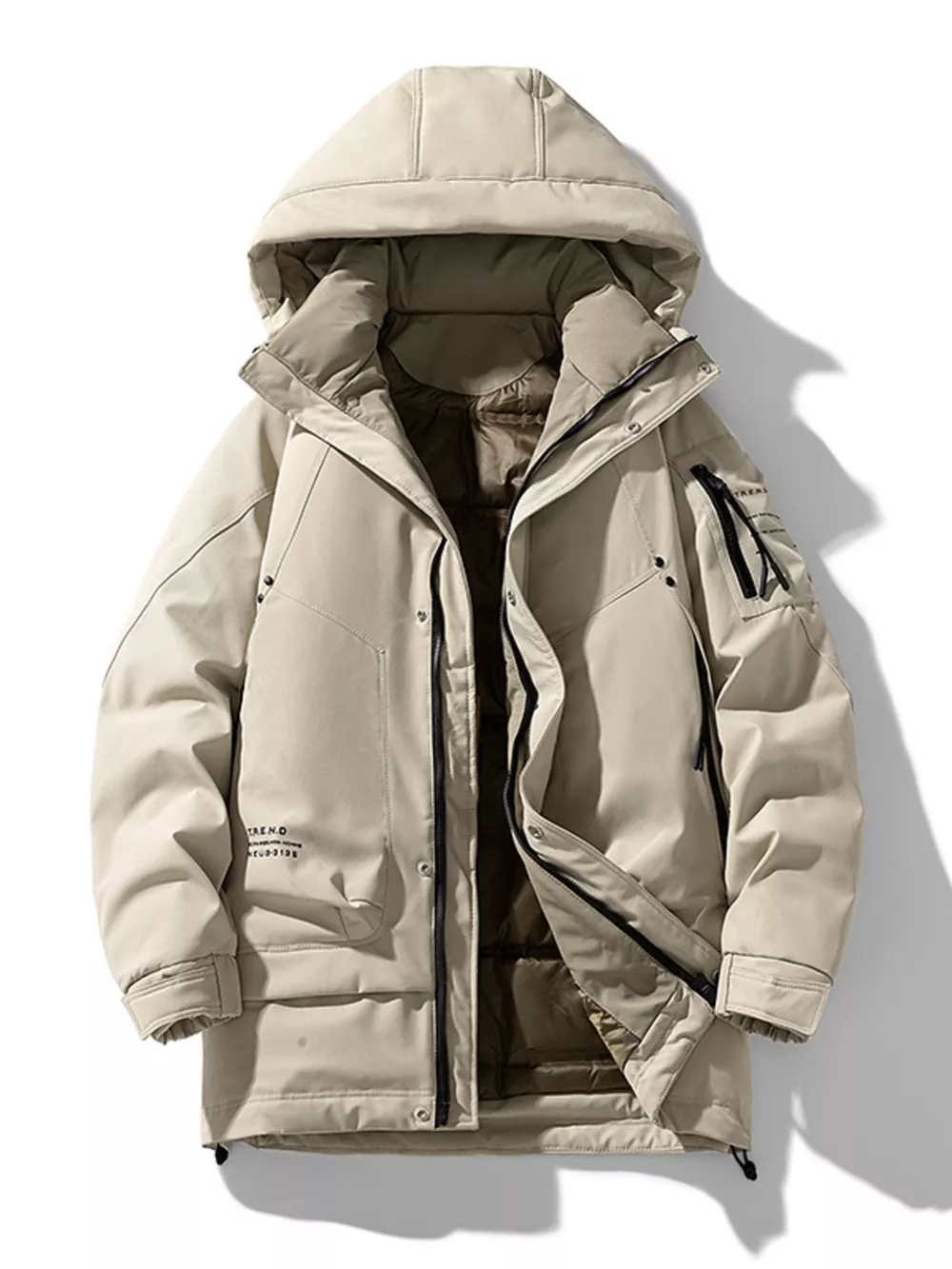 Men's Plus Size Urban Style Hooded Winter Padded Jacket, image 4