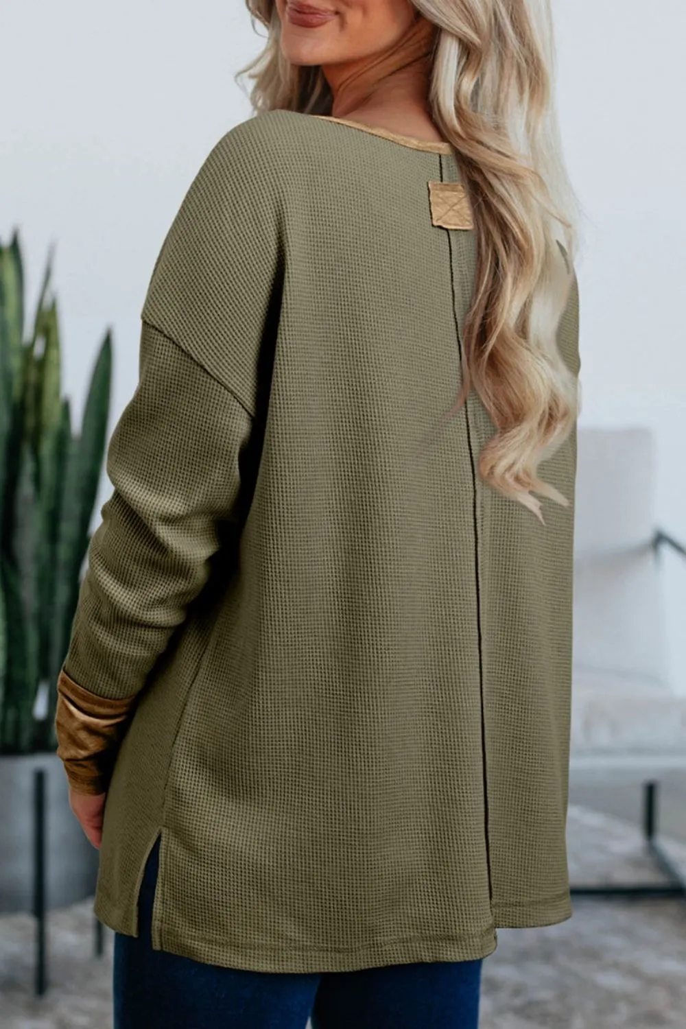 Button Front Contrast Trim Top, image 2
