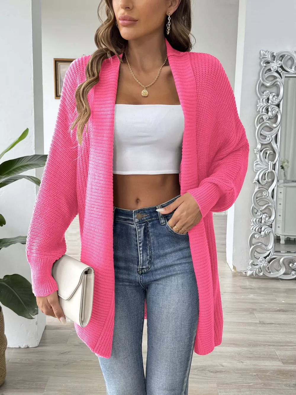 Open Front Ribbed Knit Cardigan, image 23
