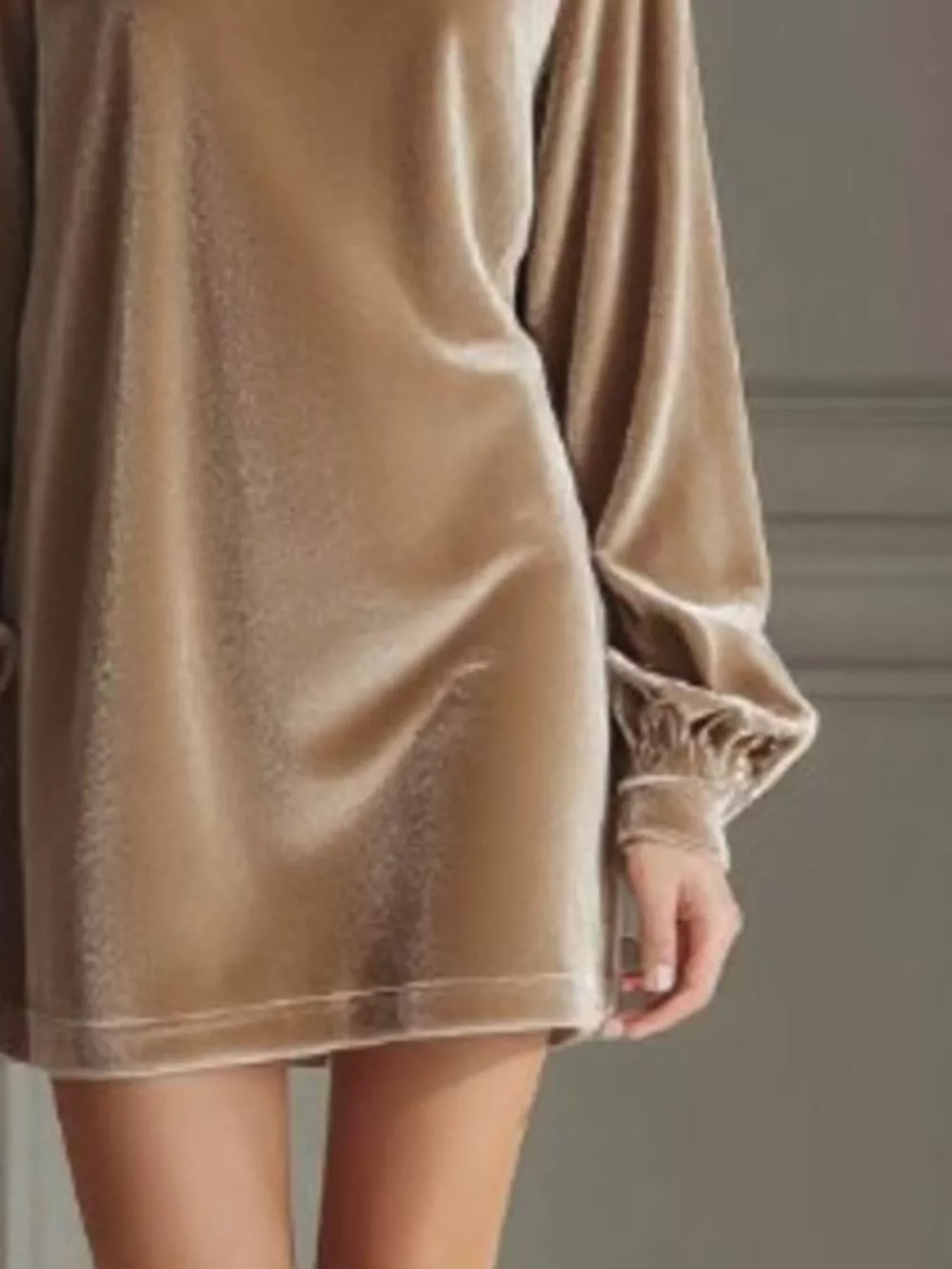 Full Size Velvet Long Sleeve Mini Dress Plus Size, image 9