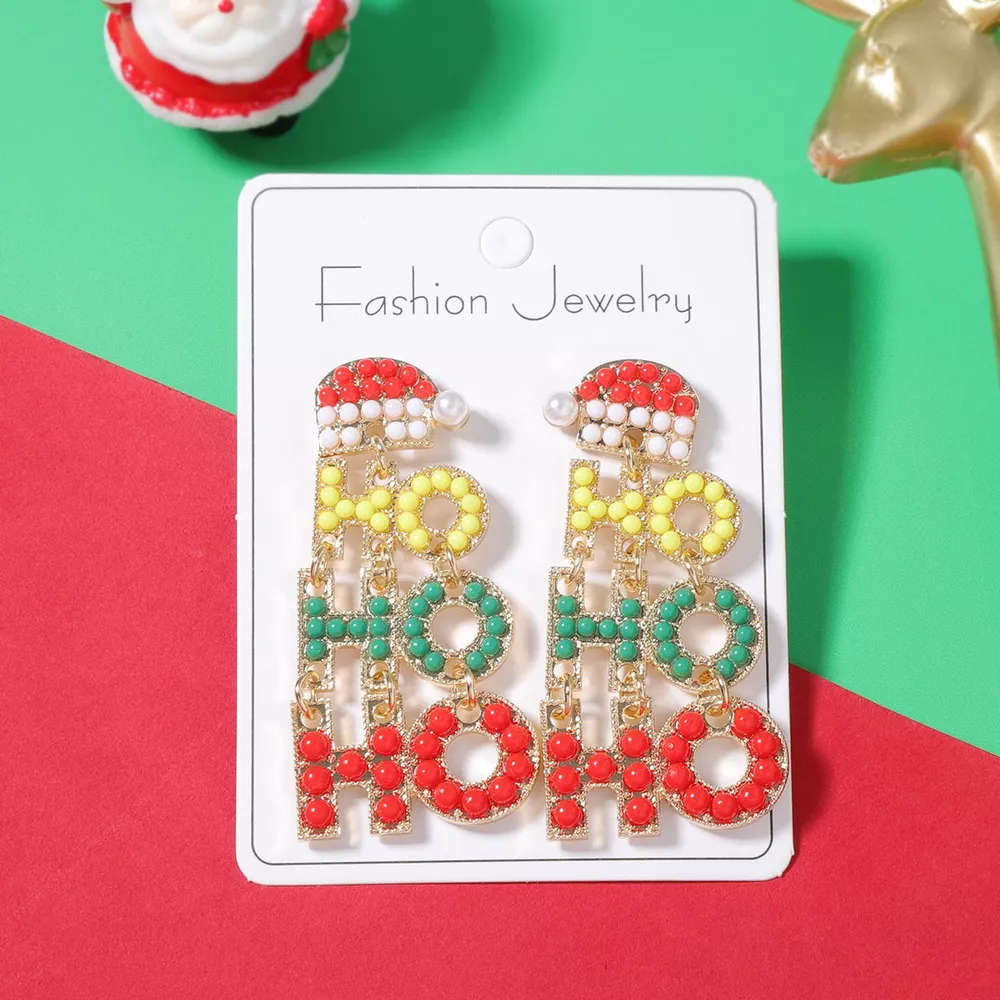 HO HO HO Christmas Drop Earrings, image 4