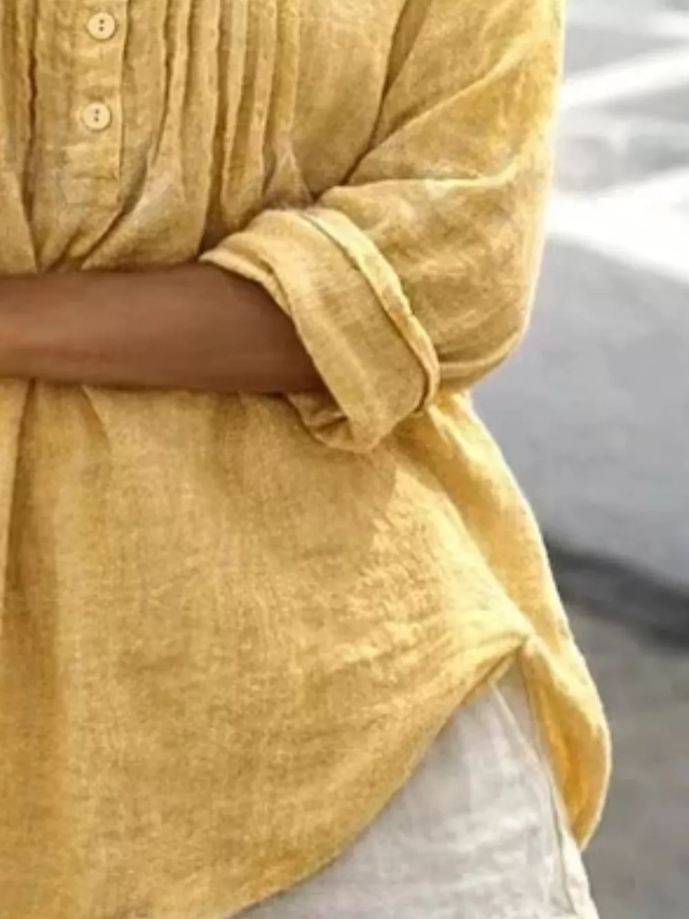 Casual Button Detail Long Sleeve Linen Shirt, image 6