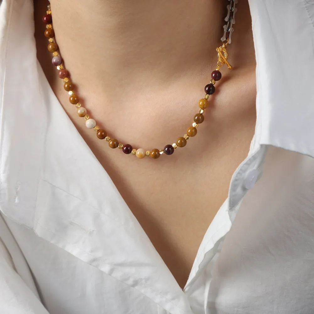 Titanium Steel Egg Yolk Stone Necklace, image 7