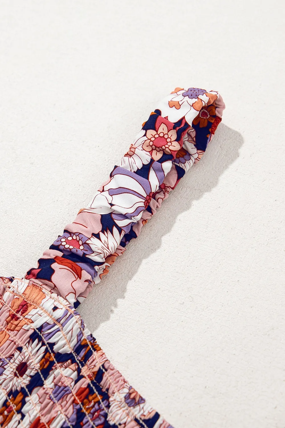 Floral Print Smocked High Waist Square Neck Jumpsuit, image 2