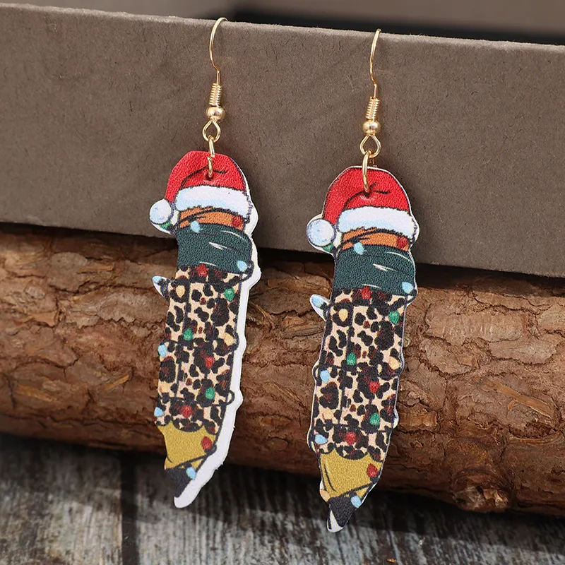 PU Leather Alloy Pencil Earrings, image 3