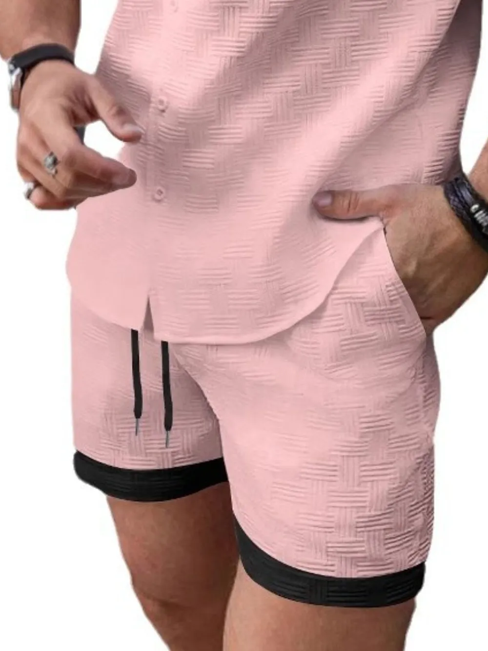 Men's Drawstring Textured Shorts, image 6