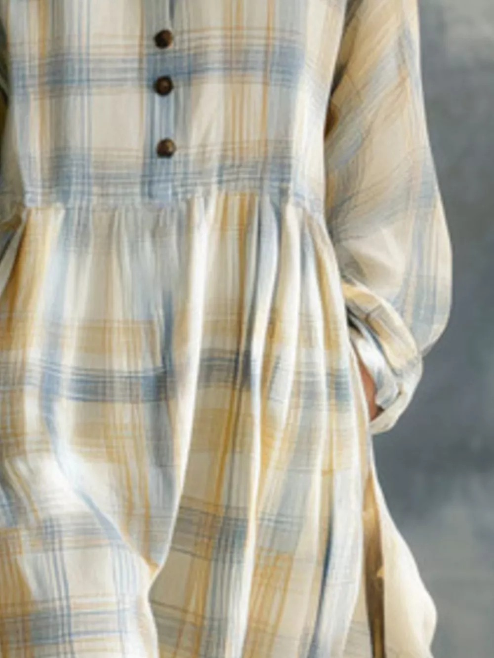 Plaid Button-Down Maxi Shirt Dress, image 8