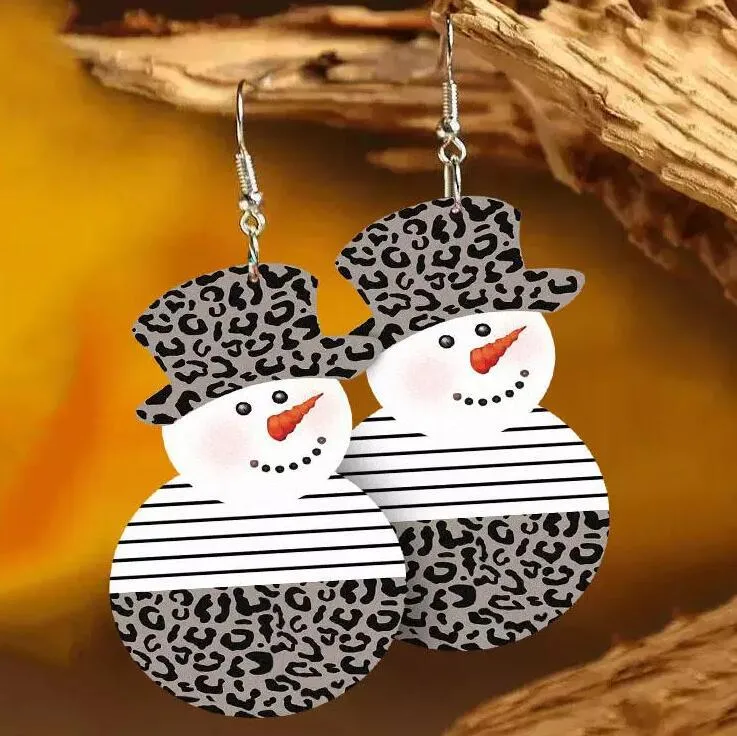 Snowman PU Leather Dangle Earrings, image 4