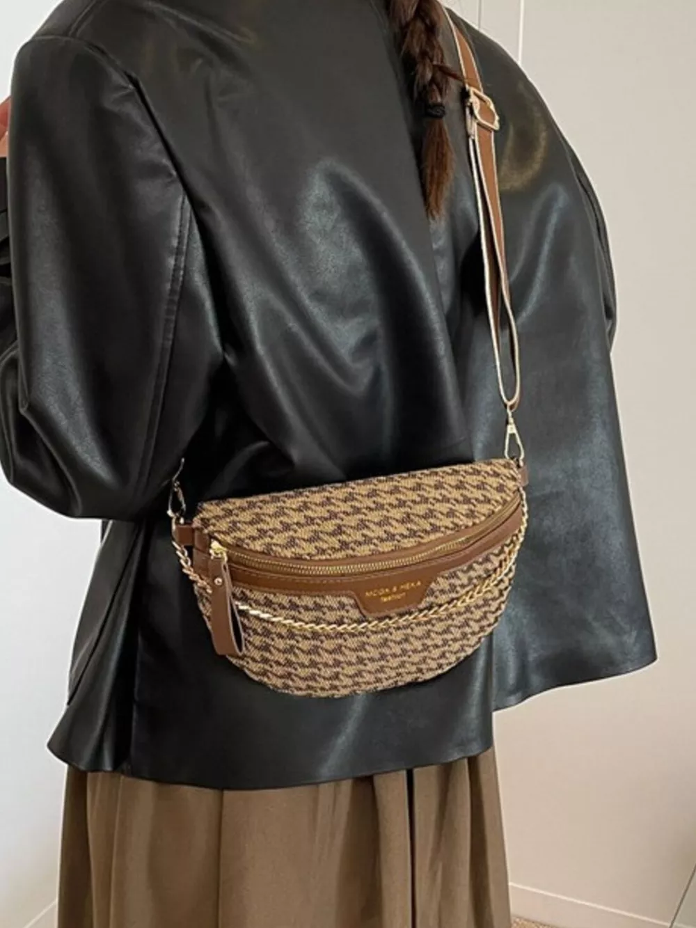 Adjustable Strap Chain Accent Crossbody Bag, image 2