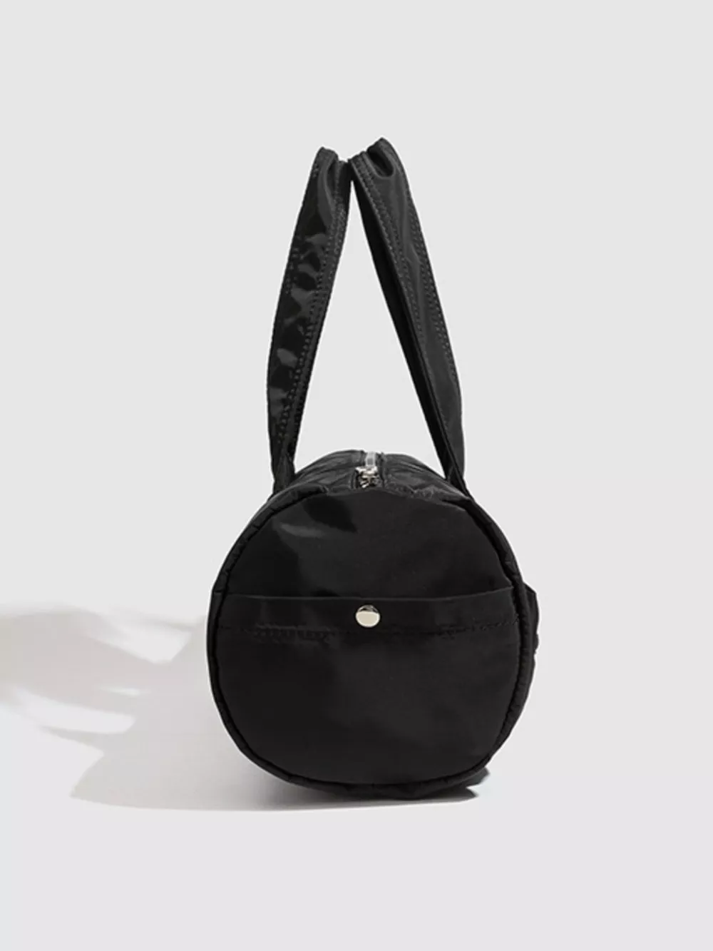 Minimalist Nylon Barrel Shoulder Bag with Multi-Pocket Utility, image 9