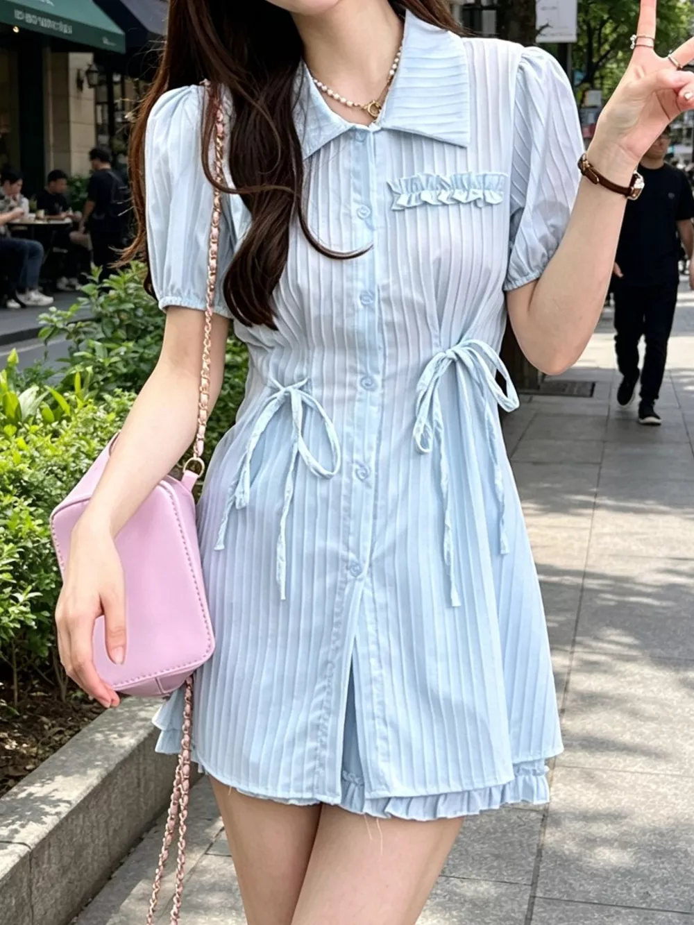 Tied Button Up Shirt and Shorts Set, image 3