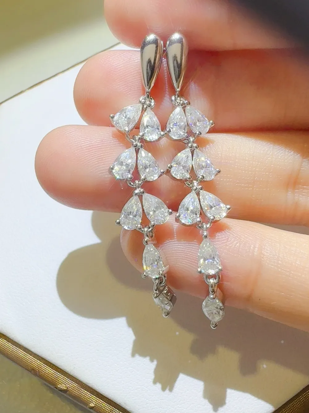 6 Carat Moissanite 925 Sterling Silver Bar Earrings, image 4