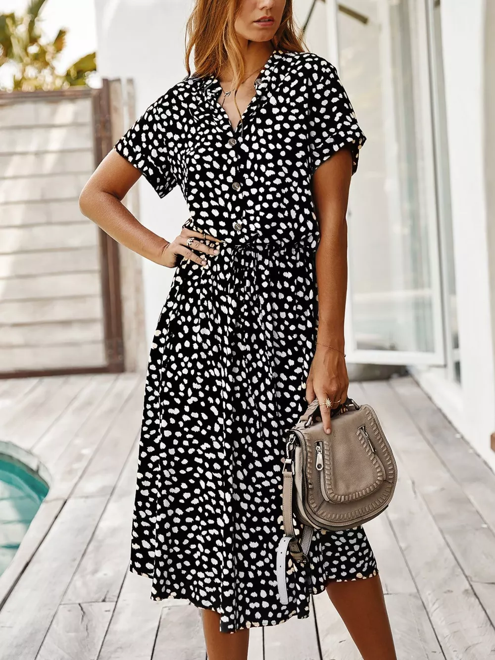 Animal Print Short Sleeve Dress, image 2
