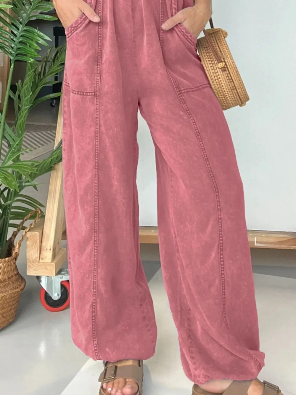 Full Size Wide Leg Spaghetti Strap Jumpsuit Plus Size, image 4