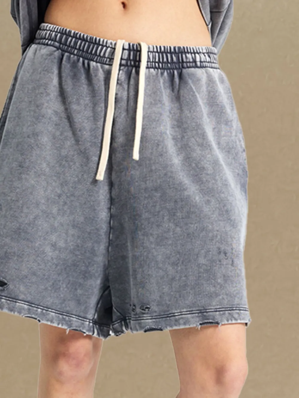 Men's Distressed Drawstring Shorts, image 5