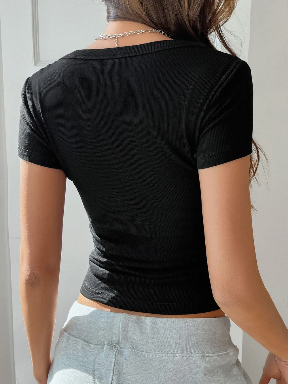 Solid Color Short Sleeve T-Shirt, image 11