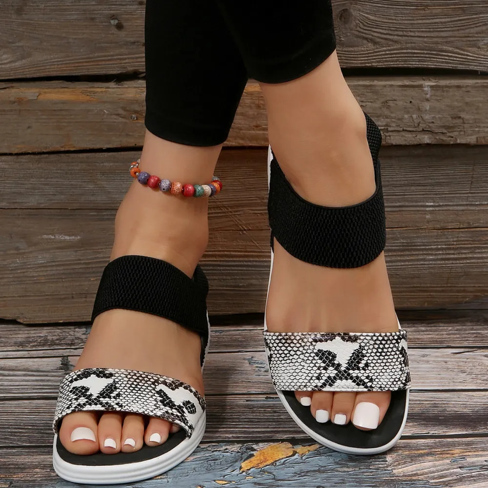 PU Leather Open Toe Low Heel Sandals, image 9