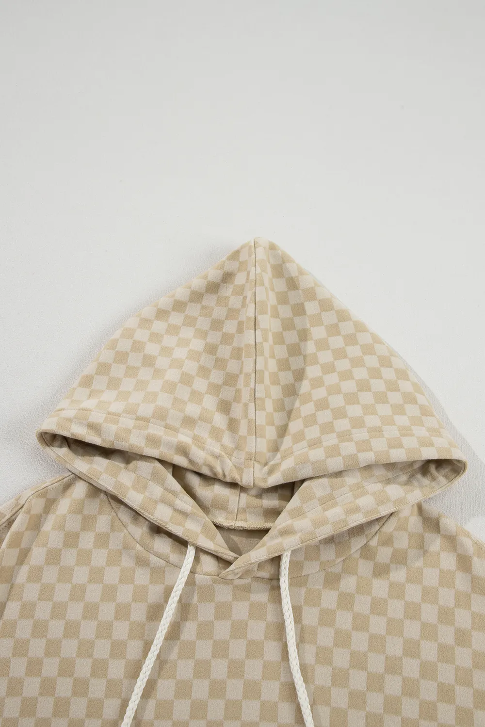Checkered Print Kangaroo Pocket Drawstring Hoodie, image 2